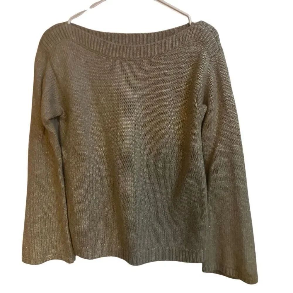 White House black market small wool blend sweater tan three-quarter sleeve boat